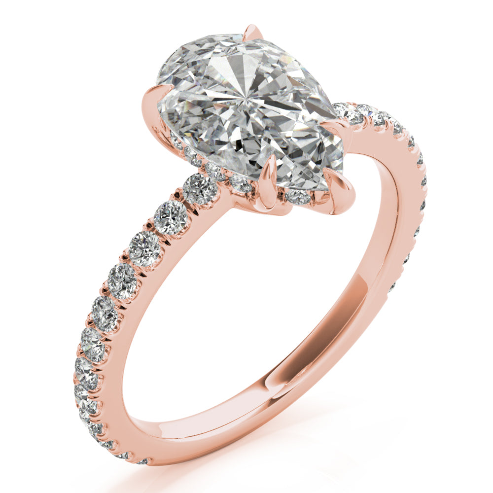 Pear Hidden Halo Engagement Ring - Elgrissy Diamonds