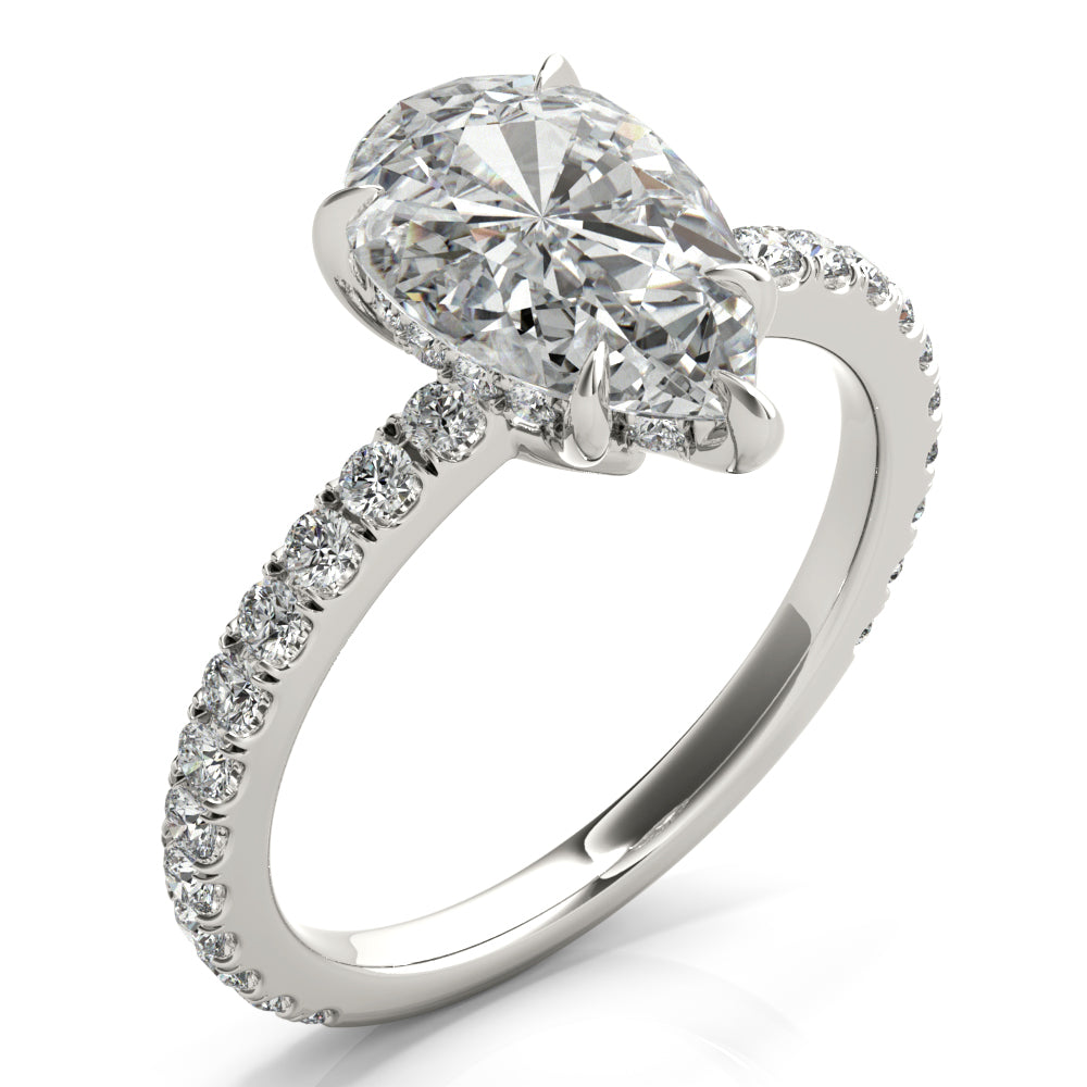 Pear Hidden Halo Engagement Ring - Elgrissy Diamonds
