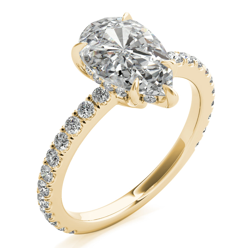 Pear Hidden Halo Engagement Ring - Elgrissy Diamonds