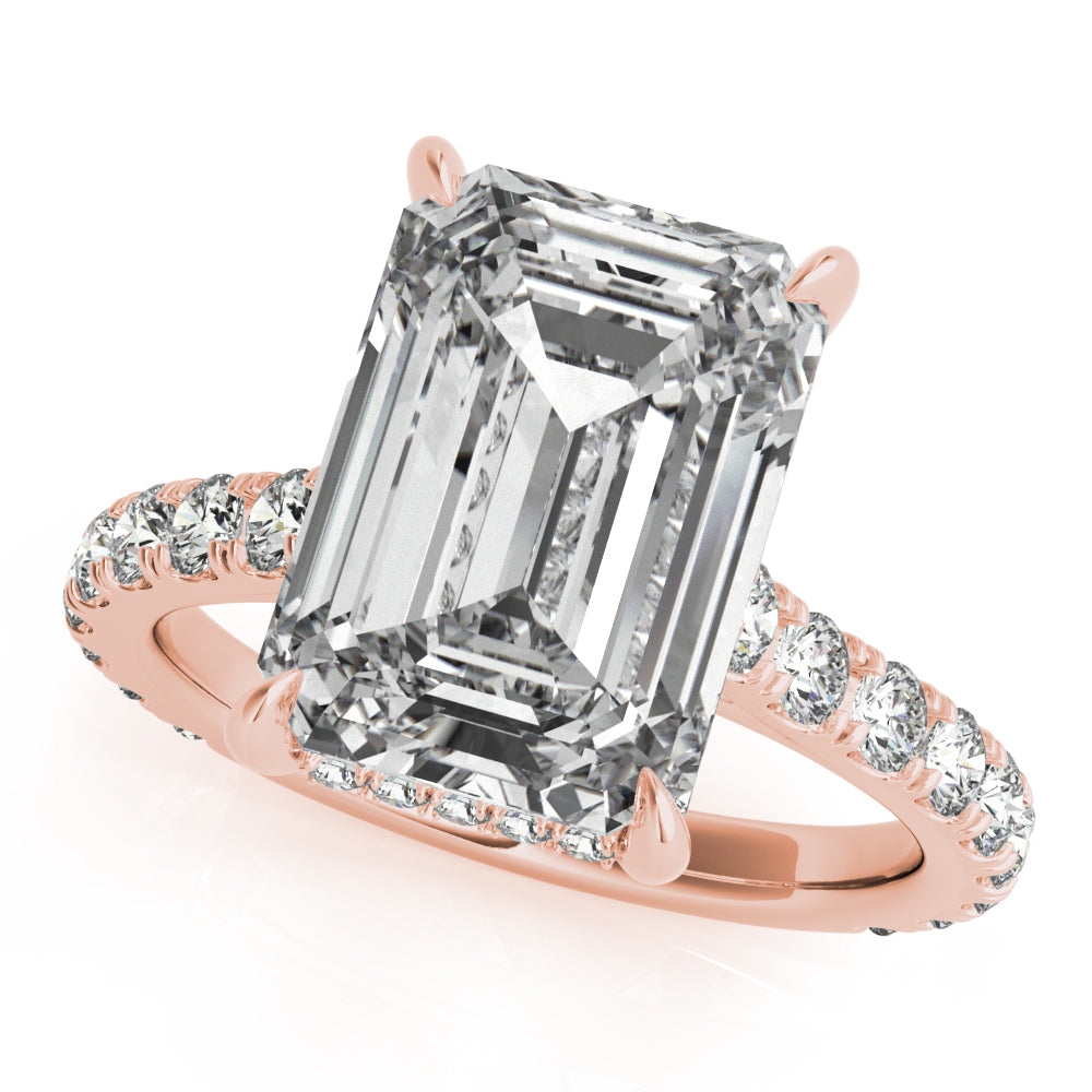 Emerald Hidden Halo Engagement Ring - Elgrissy Diamonds