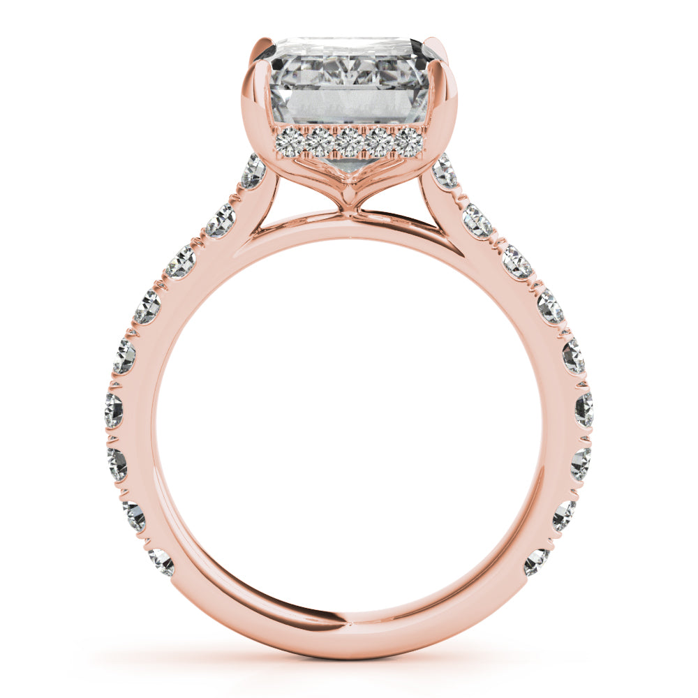 Emerald Hidden Halo Engagement Ring - Elgrissy Diamonds