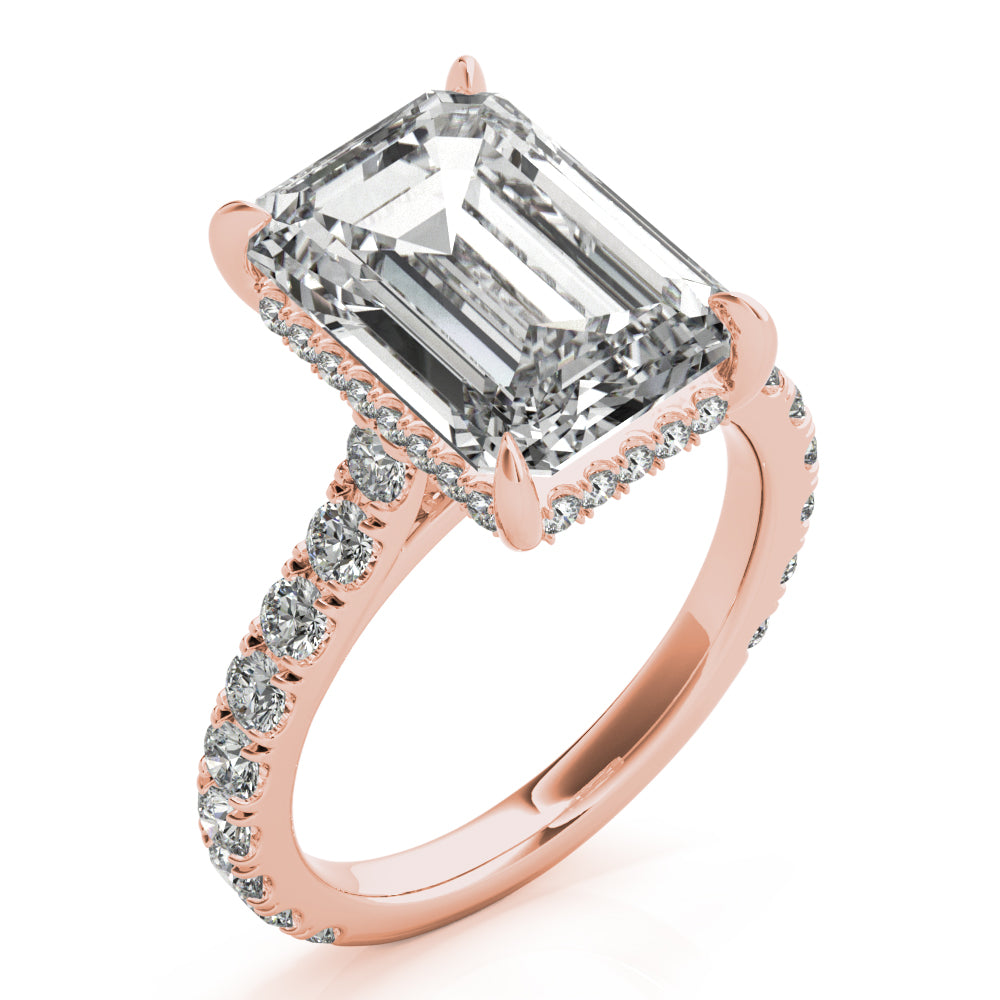 Emerald Hidden Halo Engagement Ring - Elgrissy Diamonds