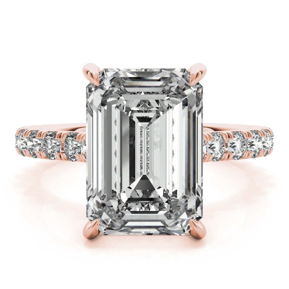 Emerald Hidden Halo Engagement Ring - Elgrissy Diamonds