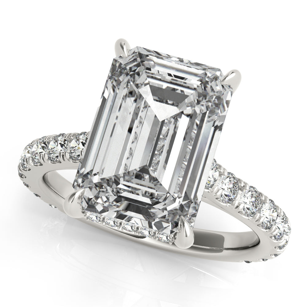 Emerald Hidden Halo Engagement Ring - Elgrissy Diamonds