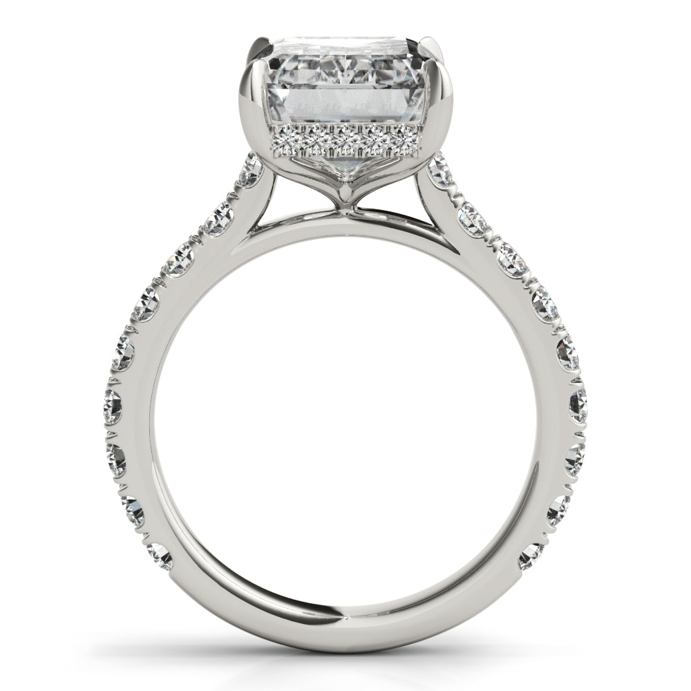 Emerald Hidden Halo Engagement Ring - Elgrissy Diamonds