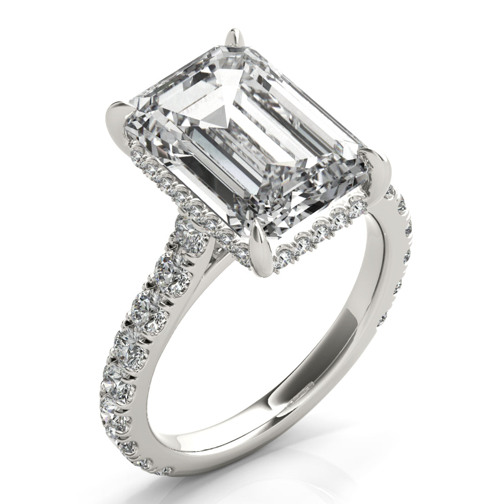 Emerald Hidden Halo Engagement Ring - Elgrissy Diamonds