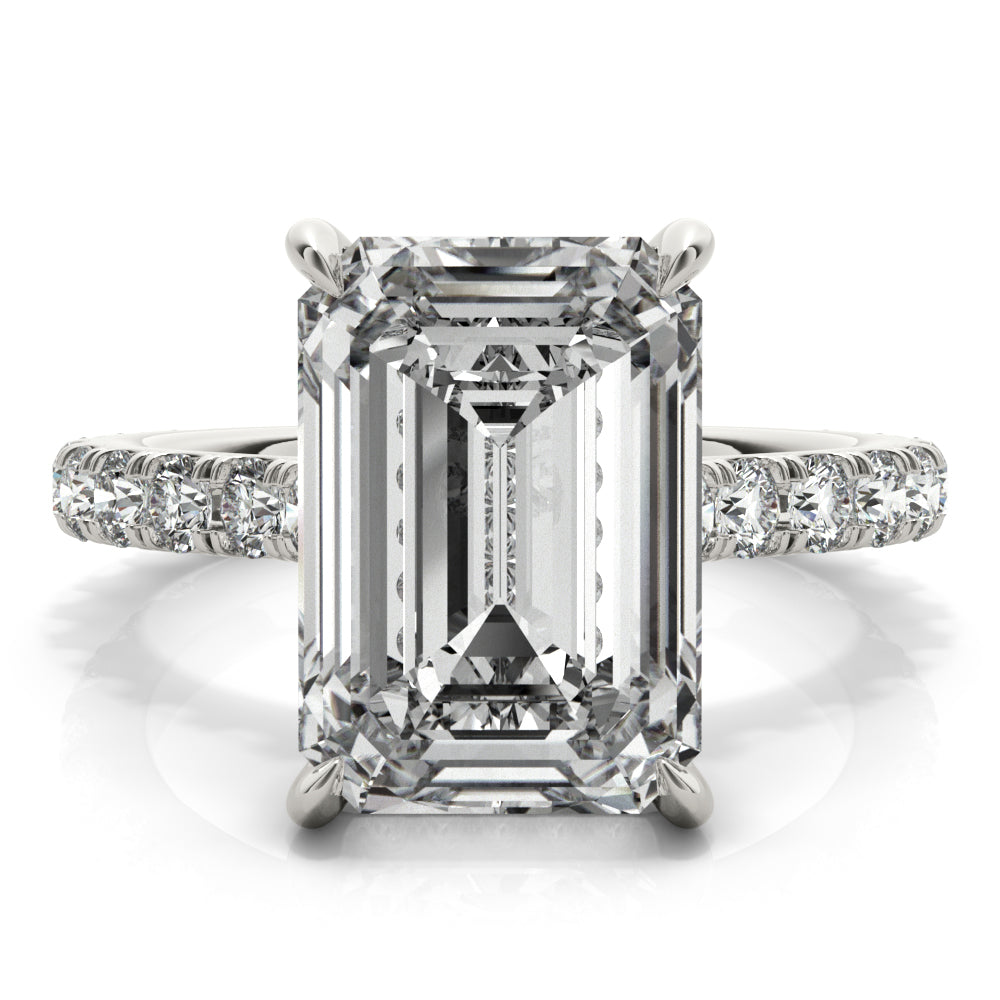 Emerald Hidden Halo Engagement Ring - Elgrissy Diamonds