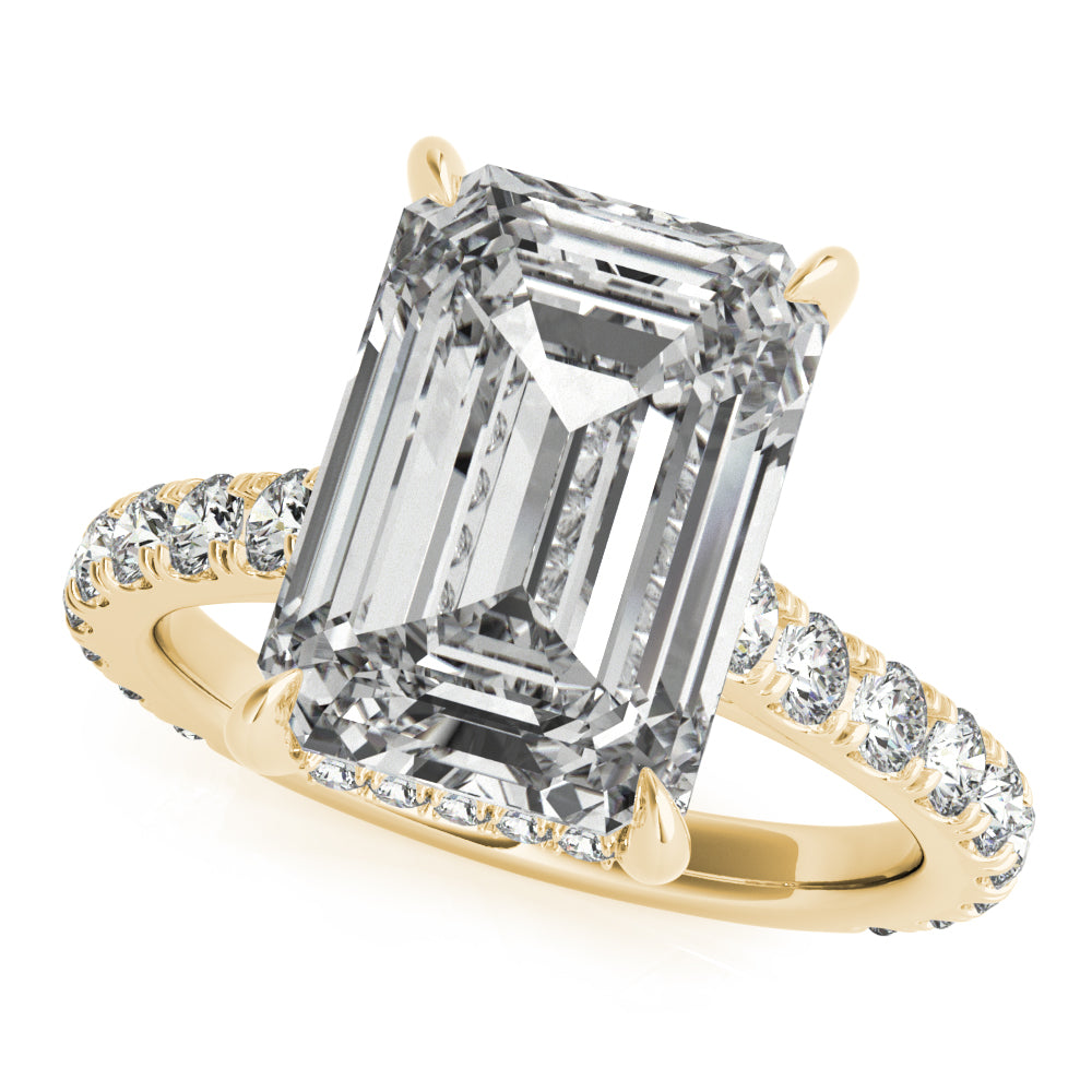 Emerald Hidden Halo Engagement Ring - Elgrissy Diamonds