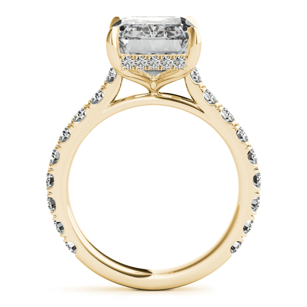 Emerald Hidden Halo Engagement Ring - Elgrissy Diamonds