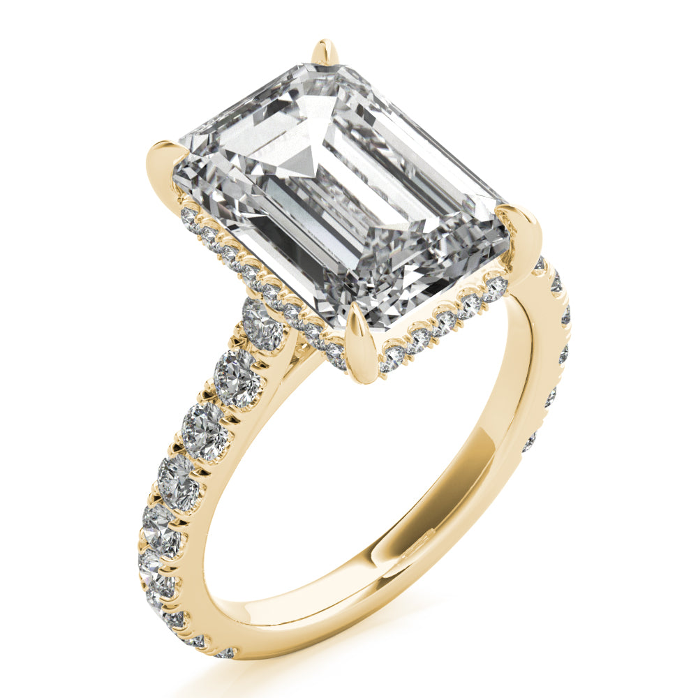 Emerald Hidden Halo Engagement Ring - Elgrissy Diamonds