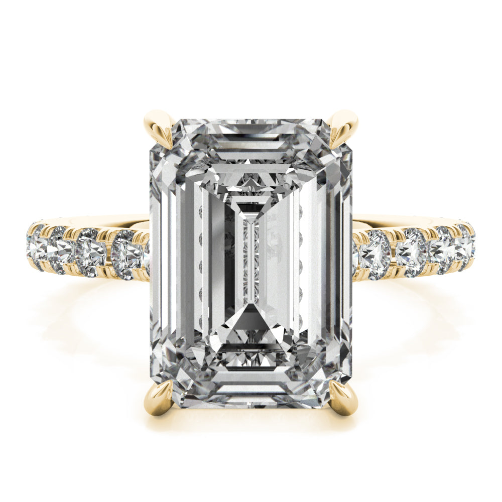 Emerald Hidden Halo Engagement Ring - Elgrissy Diamonds