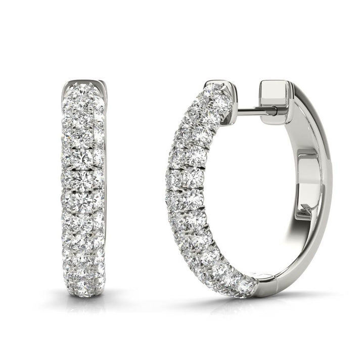 Three Row Diamond Pavé Hoop Earrings - Elgrissy Diamonds