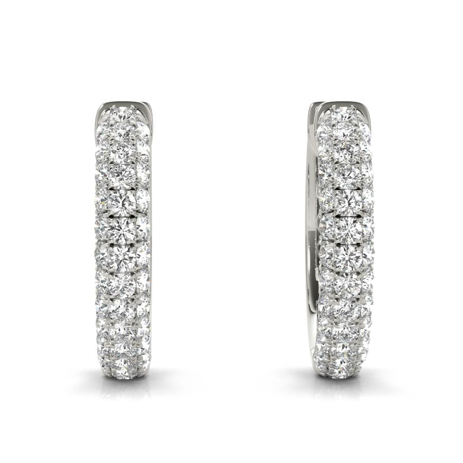 Three Row Diamond Pavé Hoop Earrings - Elgrissy Diamonds
