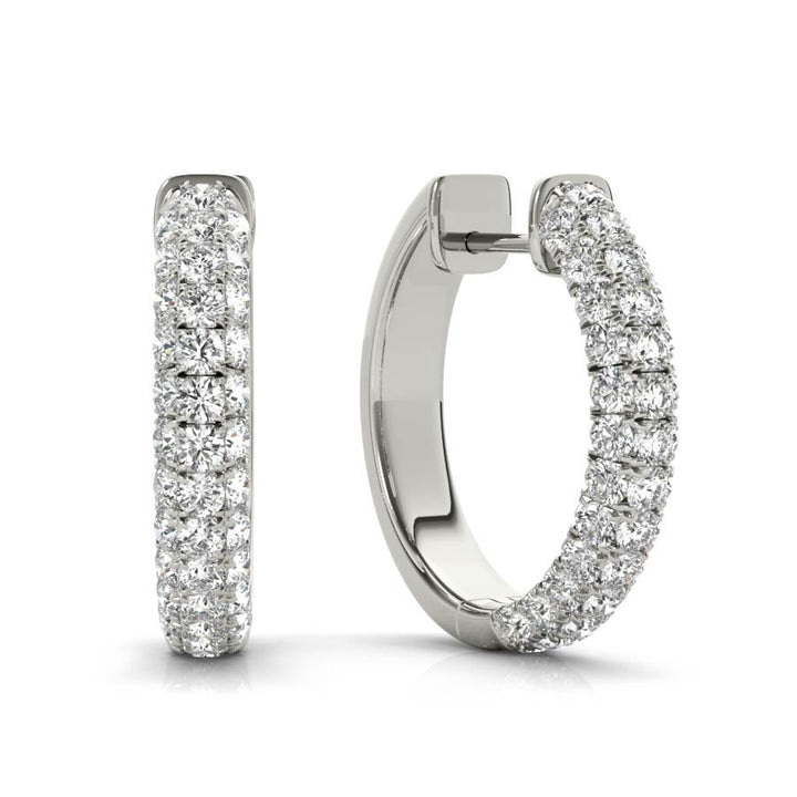 Three Row Diamond Pavé Hoop Earrings - Elgrissy Diamonds