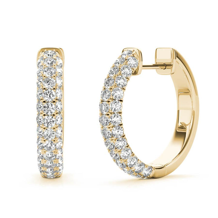 Yellow Gold Three Rows Huggie - Elgrissy Diamonds