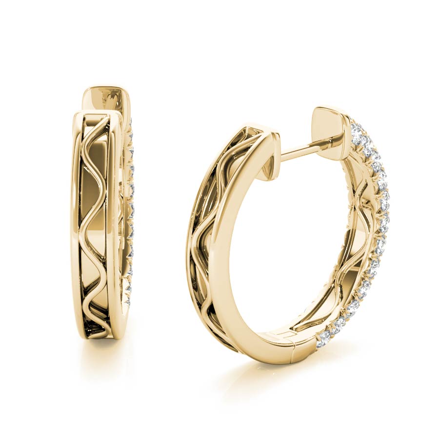 Yellow Gold Triple Rows Huggies - Elgrissy Diamonds