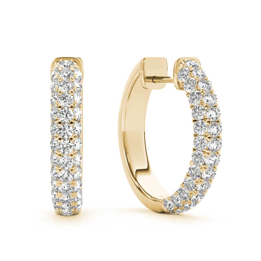 Yellow Gold Triple Rows Huggies - Elgrissy Diamonds