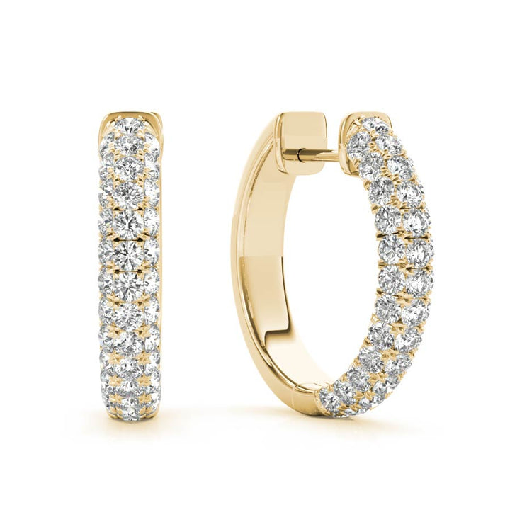 Yellow Gold Three Rows Huggie - Elgrissy Diamonds