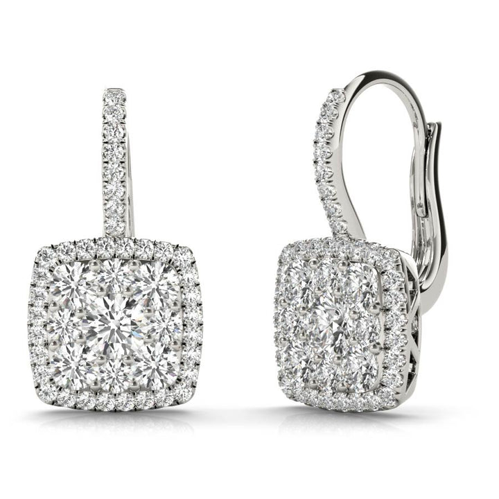 Halo Cushion Illusion Diamonds Earrings - Elgrissy Diamonds