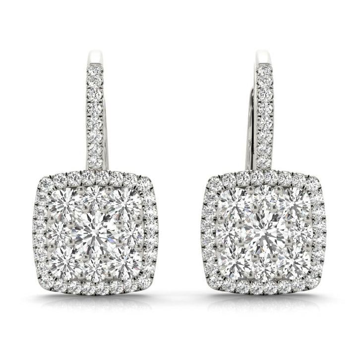 Square Halo Illusion Diamonds Earrings - Elgrissy Diamonds