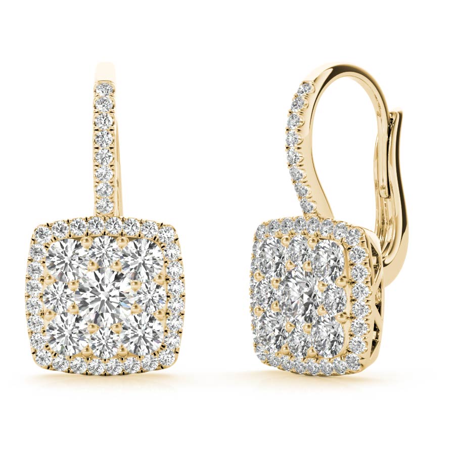 Square Halo Illusion Diamonds Earrings - Elgrissy Diamonds