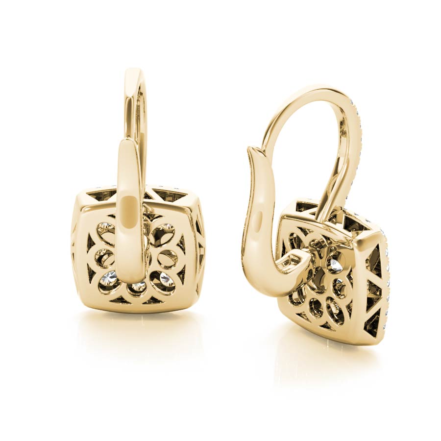 Square Halo Illusion Diamonds Earrings - Elgrissy Diamonds