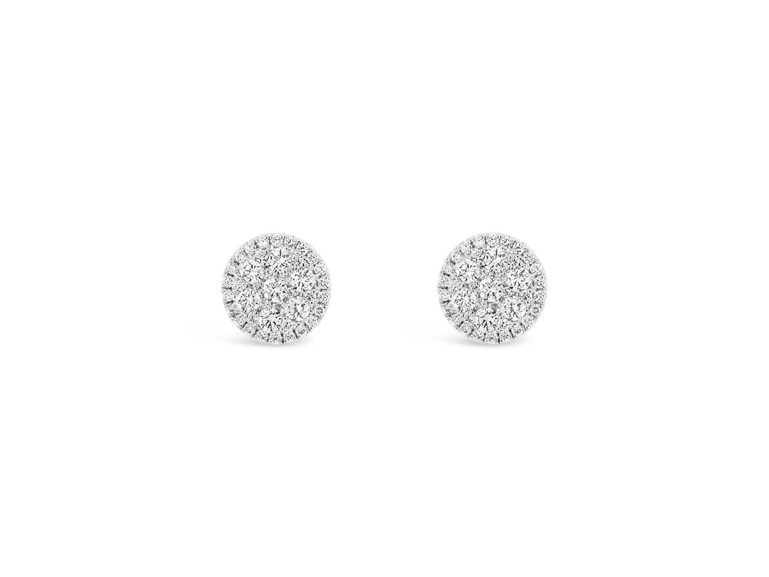 Round Halo Illusion Diamonds Stud Earrings - Elgrissy Diamonds