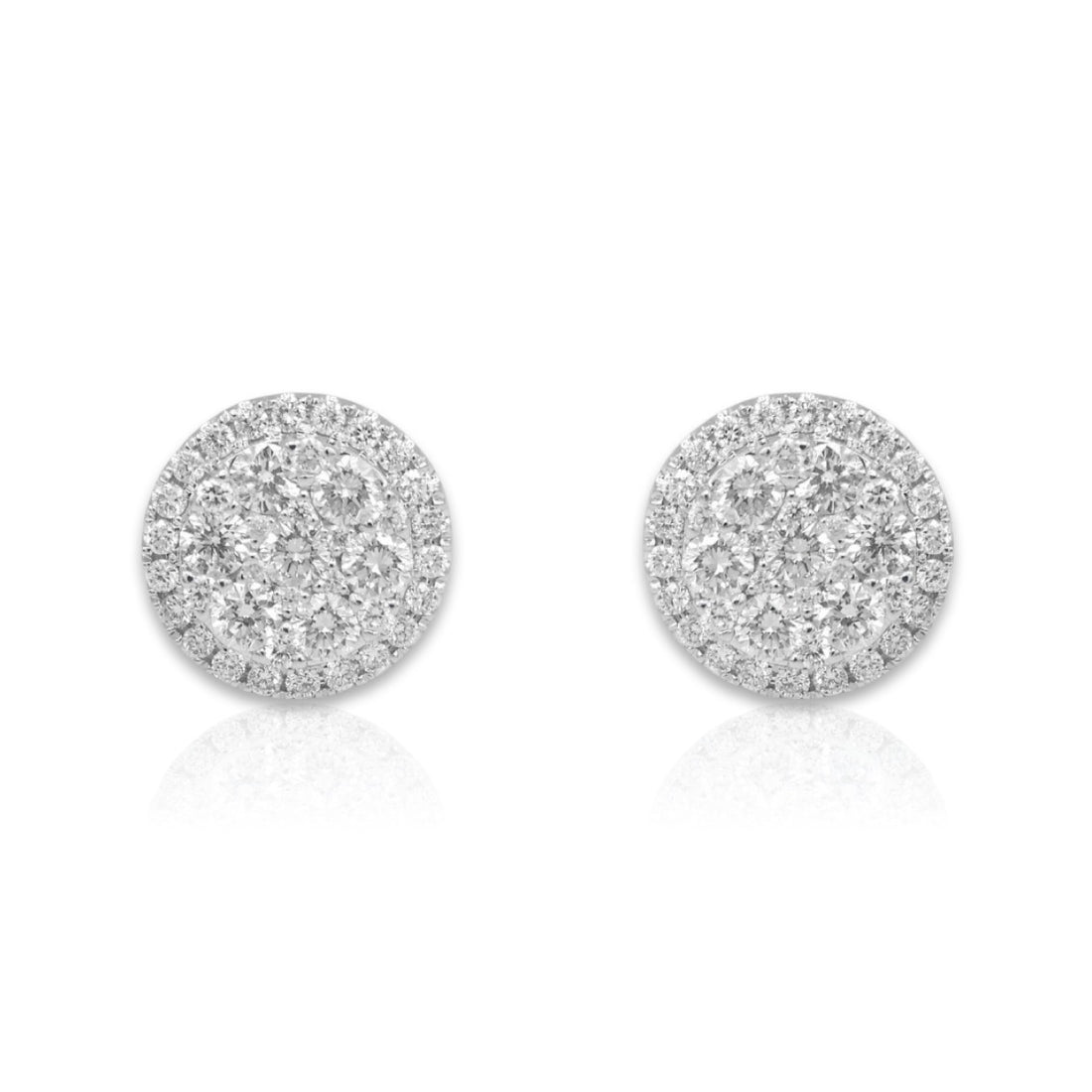 Round Halo Illusion Diamonds Stud Earrings - Elgrissy Diamonds