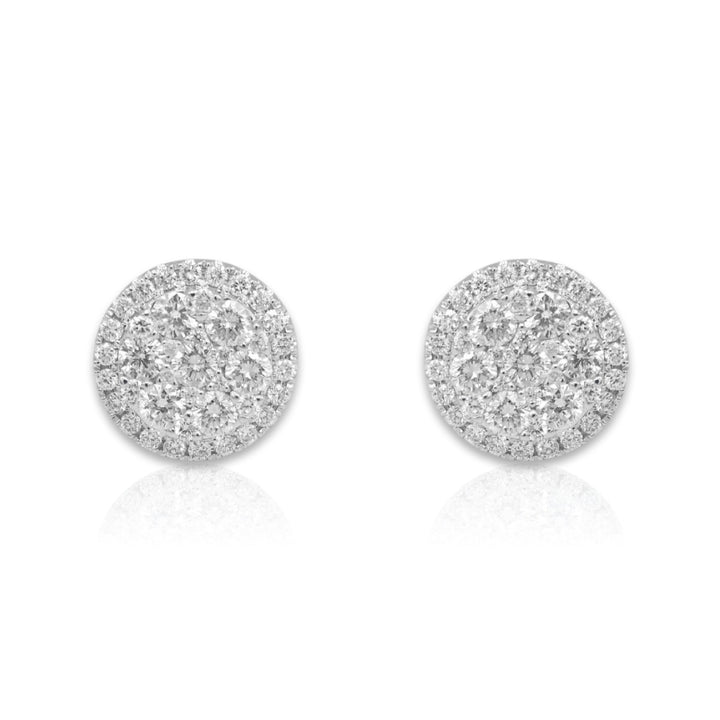 Round Halo Illusion Diamonds Stud Earrings - Elgrissy Diamonds