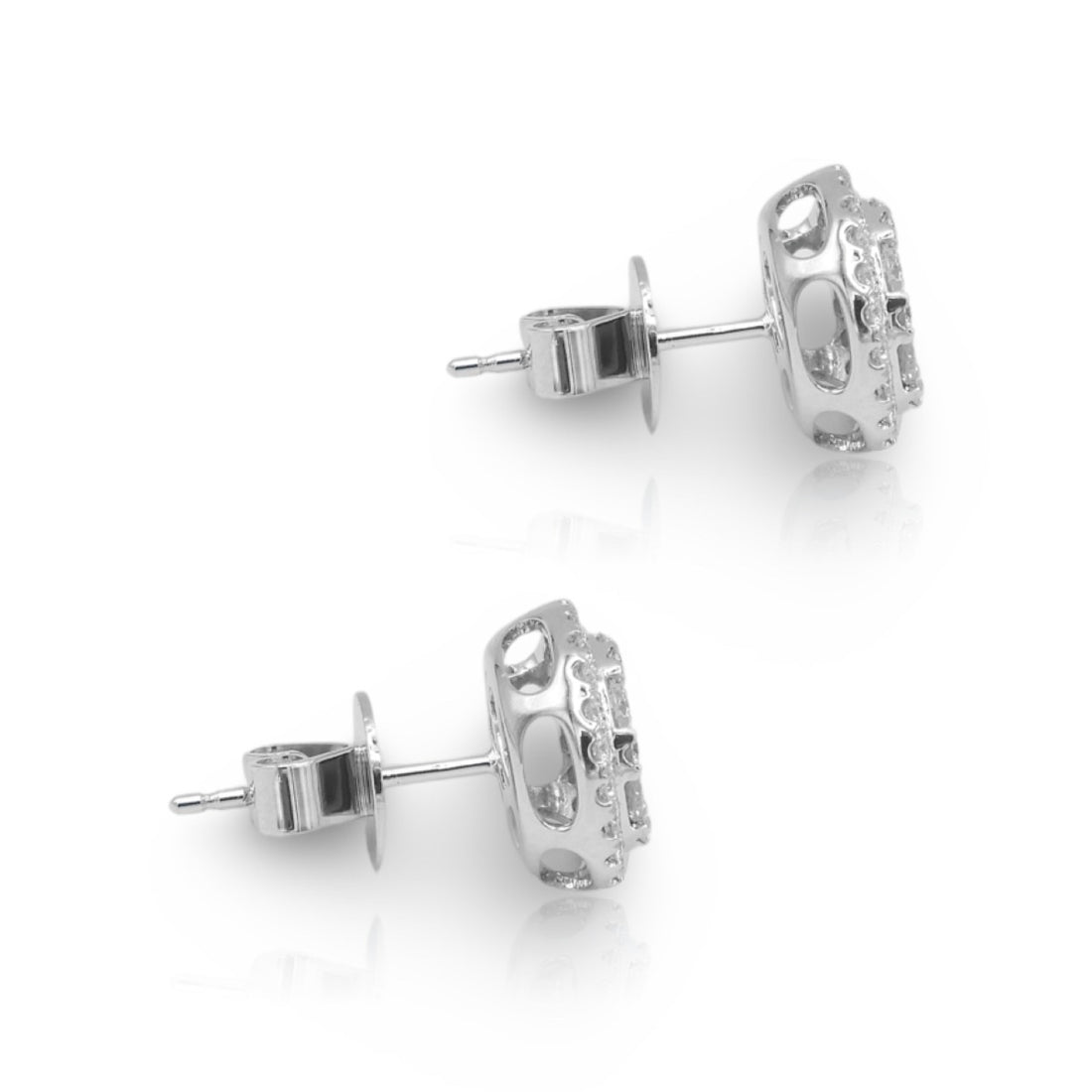 Round Halo Illusion Diamonds Stud Earrings - Elgrissy Diamonds