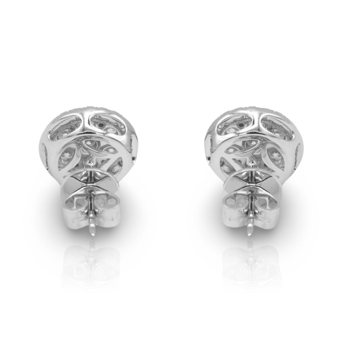 Round Halo Illusion Diamonds Stud Earrings - Elgrissy Diamonds