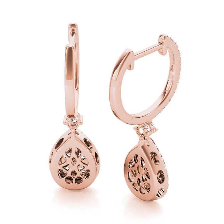 Pear Shape Halo Pavé Dangling Earrings - Elgrissy Diamonds