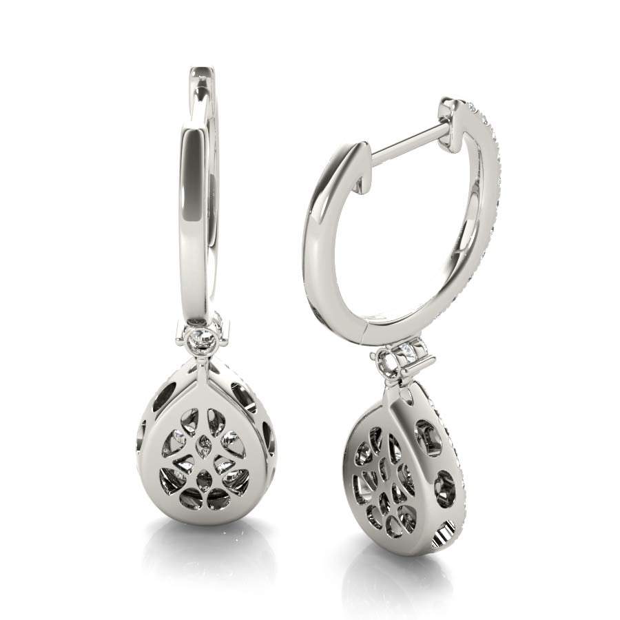 Pear Shape Halo Pavé Dangling Earrings - Elgrissy Diamonds