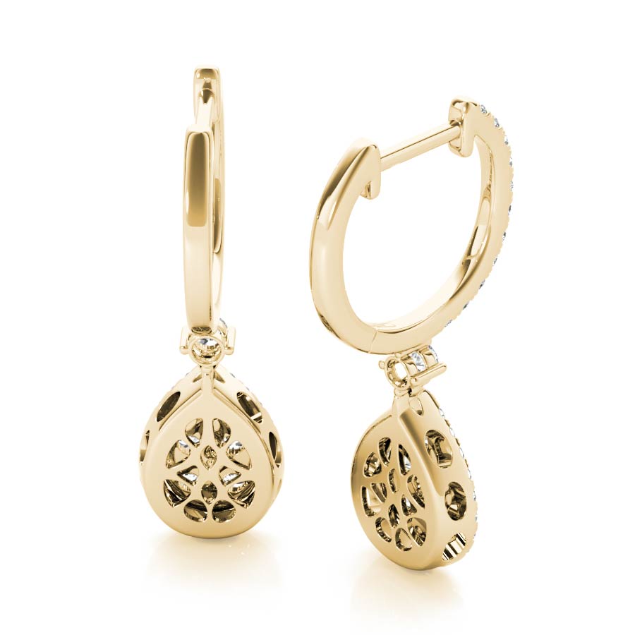 Pear Shape Halo Pavé Dangling Earrings - Elgrissy Diamonds