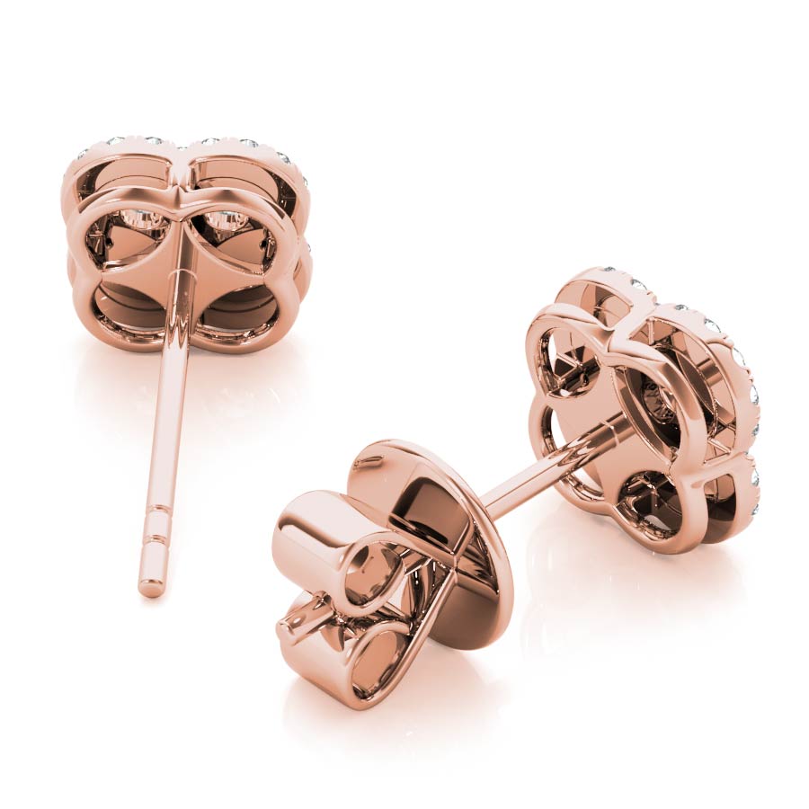 Halo Clover Diamonds Stud Earrings - Elgrissy Diamonds