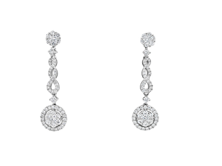 Infinity Halo Cluster Dangling Earrings - Elgrissy Diamonds