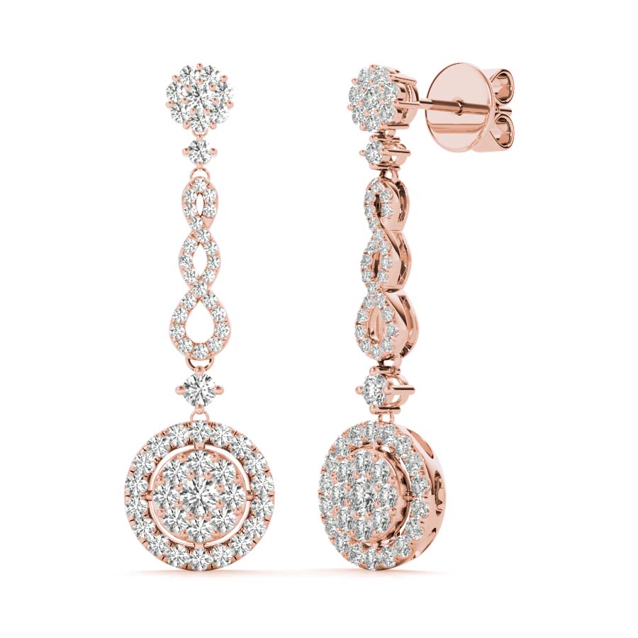 Infinity Halo Cluster Dangling Earrings - Elgrissy Diamonds