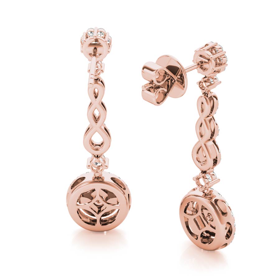 Infinity Halo Cluster Dangling Earrings - Elgrissy Diamonds