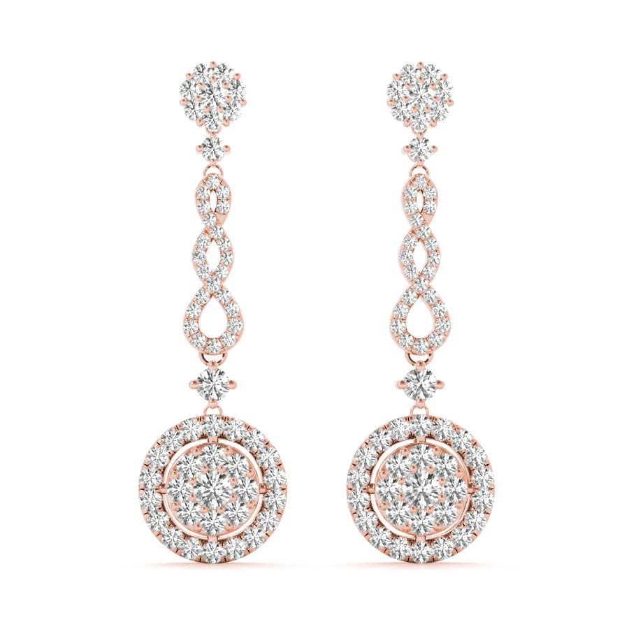 Infinity Halo Cluster Dangling Earrings - Elgrissy Diamonds