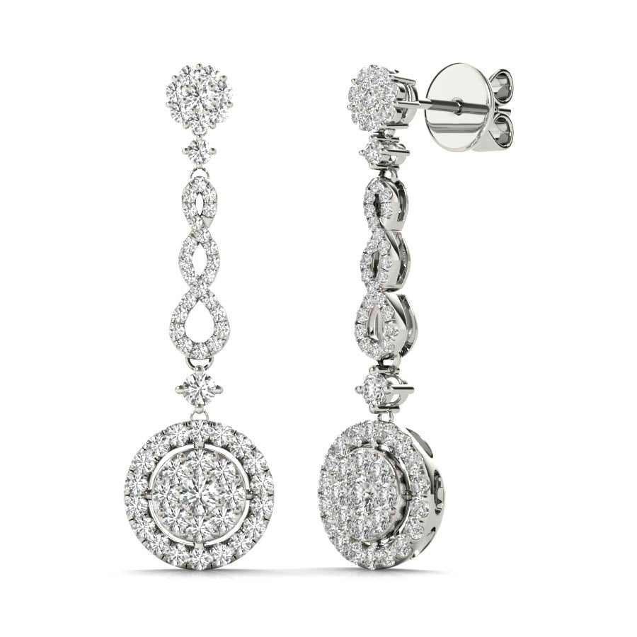 Infinity Halo Cluster Dangling Earrings - Elgrissy Diamonds