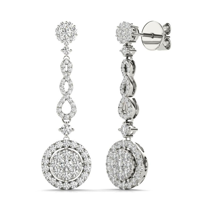 Halo Cluster Dangling Earrings - Elgrissy Diamonds