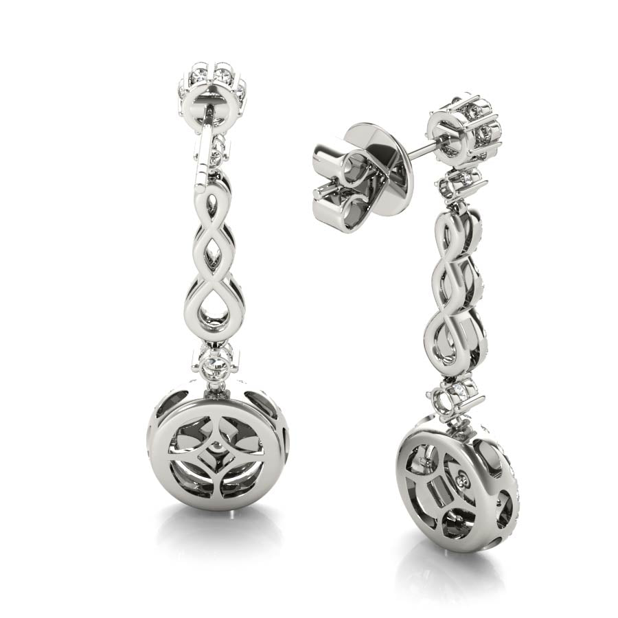 Infinity Halo Cluster Dangling Earrings - Elgrissy Diamonds
