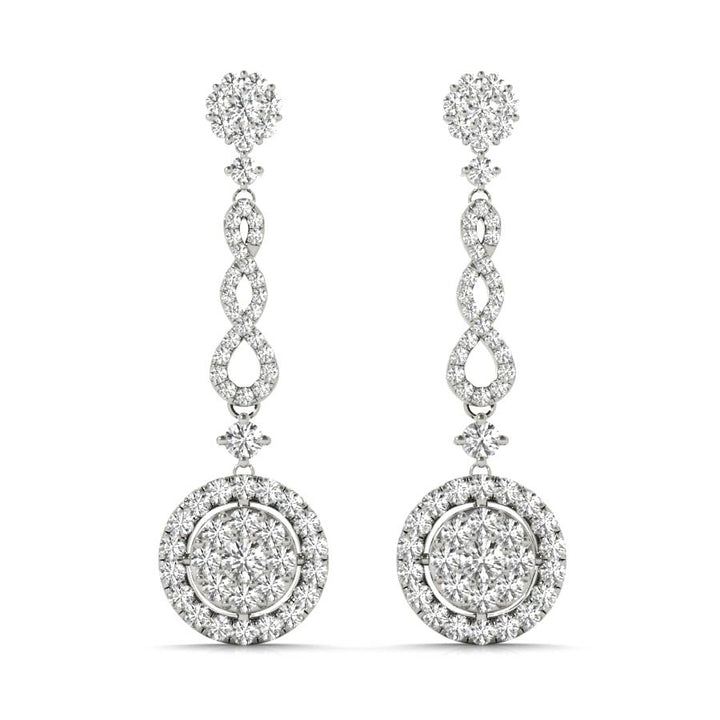 Infinity Halo Cluster Dangling Earrings - Elgrissy Diamonds