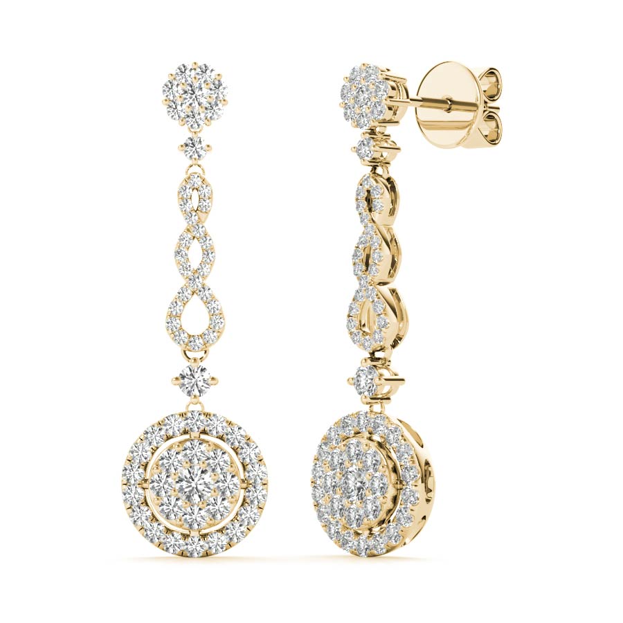 Infinity Halo Cluster Dangling Earrings - Elgrissy Diamonds
