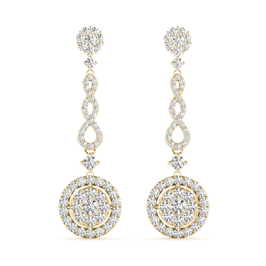 Infinity Halo Cluster Dangling Earrings - Elgrissy Diamonds