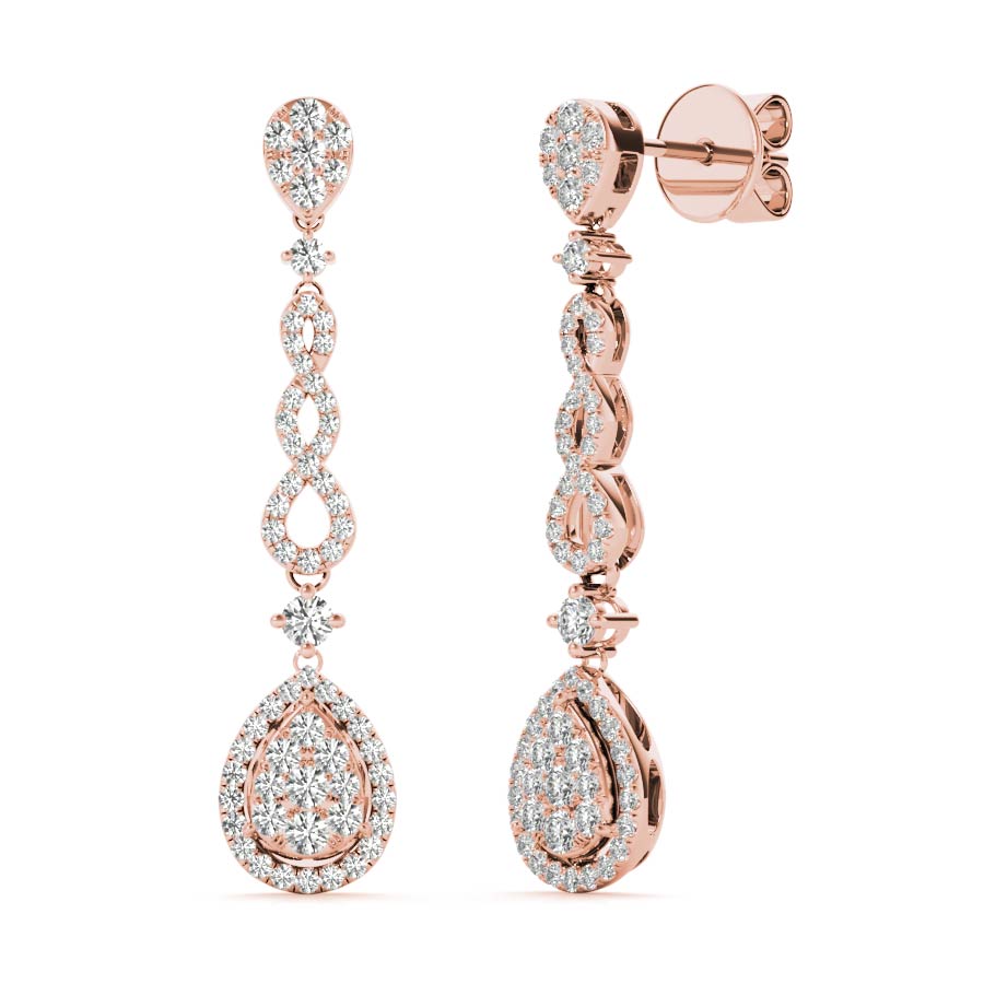 Infinity Halo Pear Shape Illusion Dangling Earrings - Elgrissy Diamonds