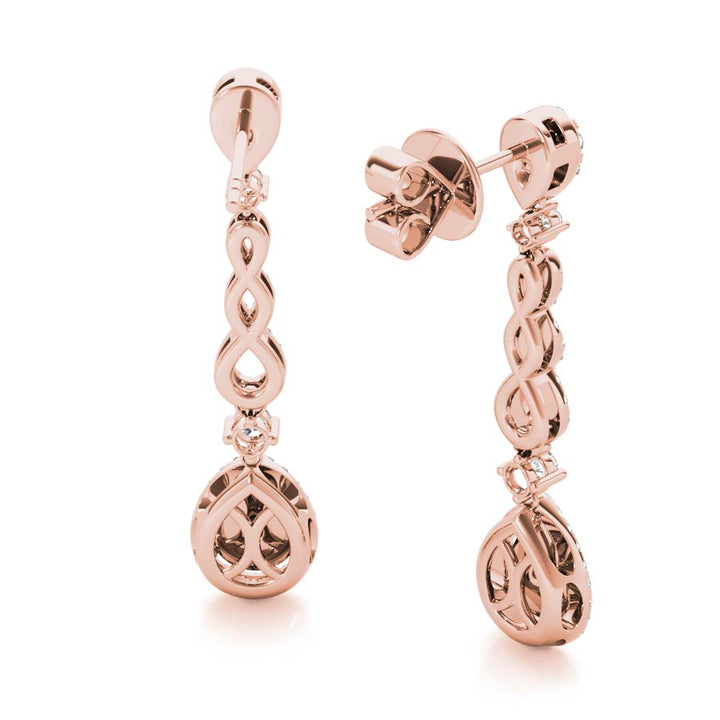 Infinity Halo Pear Shape Illusion Dangling Earrings - Elgrissy Diamonds