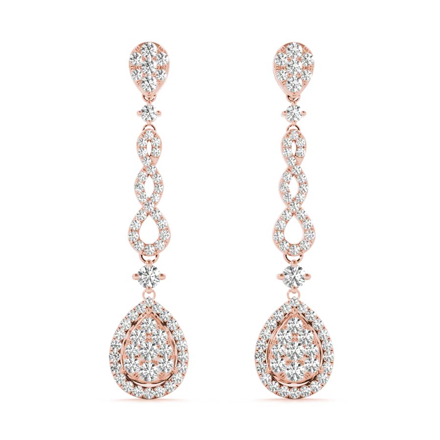 Infinity Halo Pear Shape Illusion Dangling Earrings - Elgrissy Diamonds