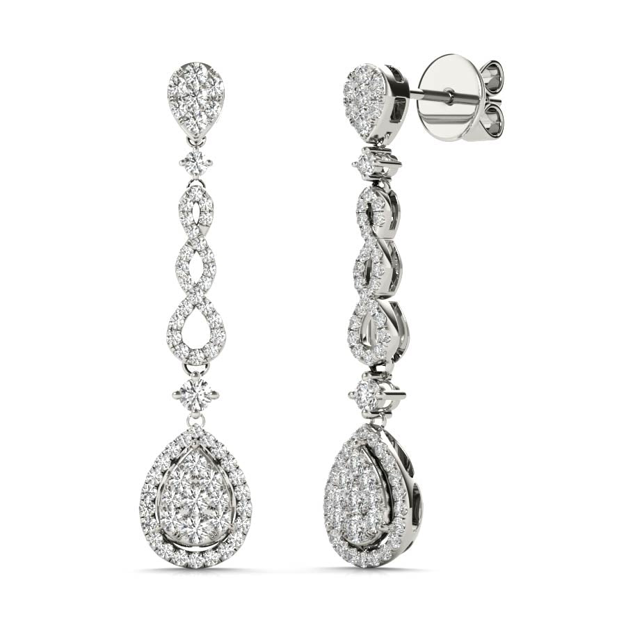 Infinity Halo Pear Shape Illusion Dangling Earrings - Elgrissy Diamonds