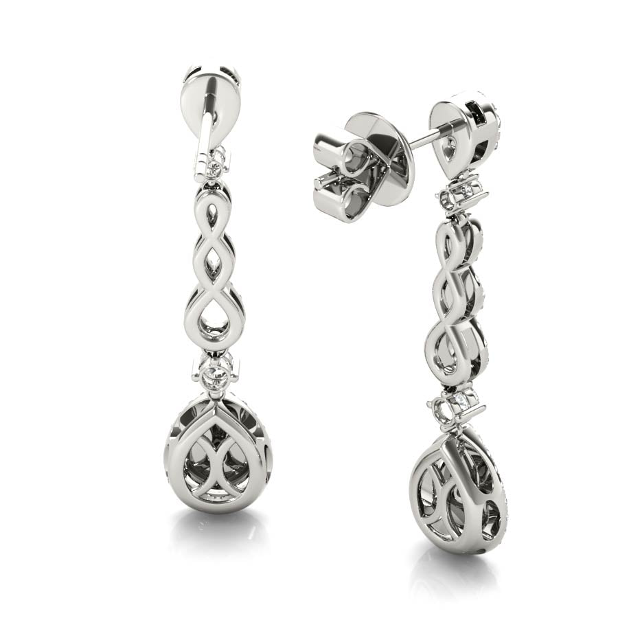 Infinity Halo Pear Shape Illusion Dangling Earrings - Elgrissy Diamonds